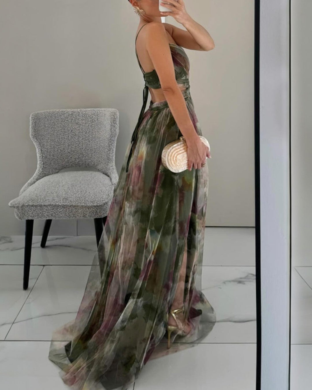 Τζιζέλα | Μακρύ Φόρεμα με Φλοράλ Print
