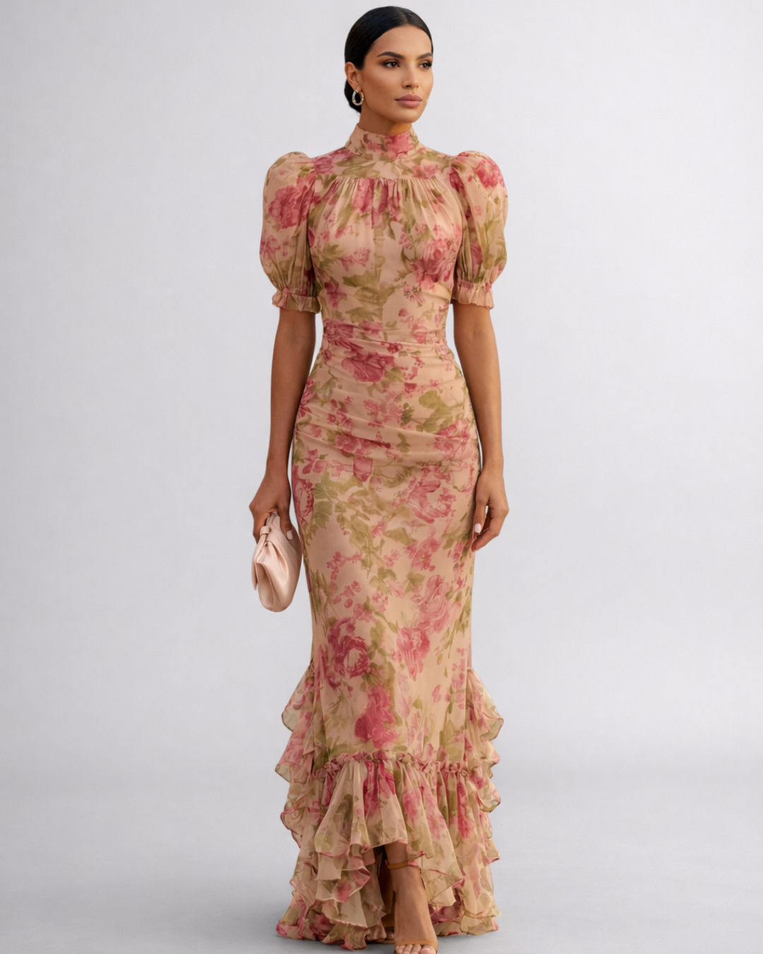 Ροδάνθη | Φλοράλ Μακρύ Φόρεμα από Σιφόν