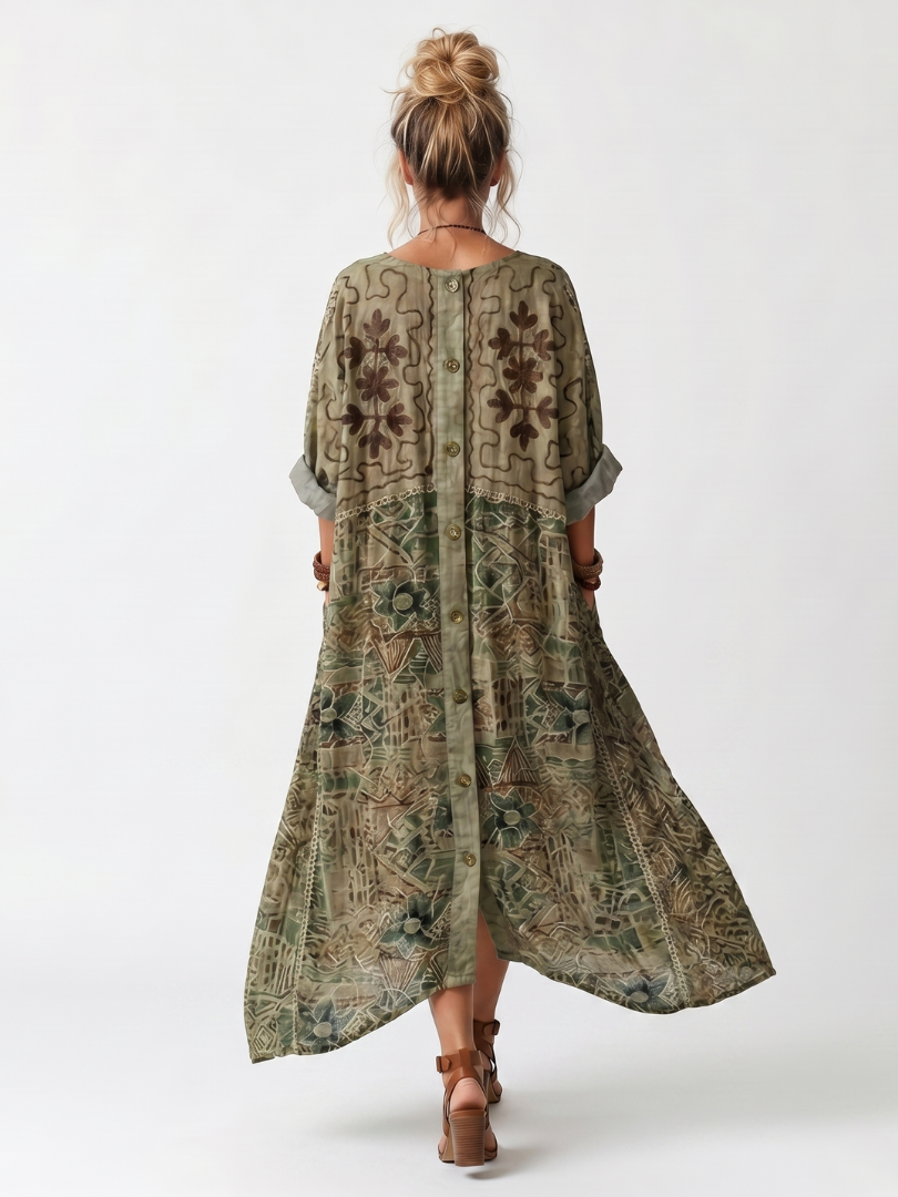 Σάνδρα | Midi Φόρεμα Oversize με Κουμπιά και Τσέπες