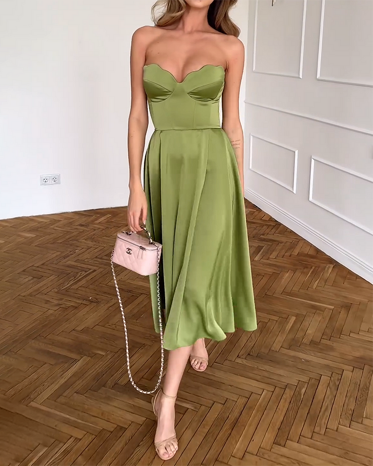 Λυδία | Κομψό Strapless Midi Φόρεμα