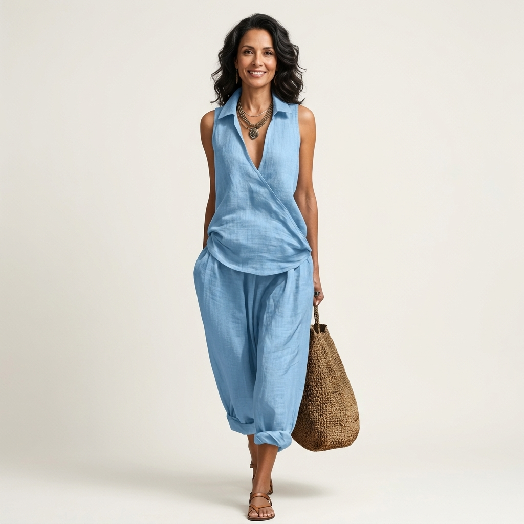 Τουίλα | Σετ με Κρουαζέ Top και Φαρδύ Παντελόνι