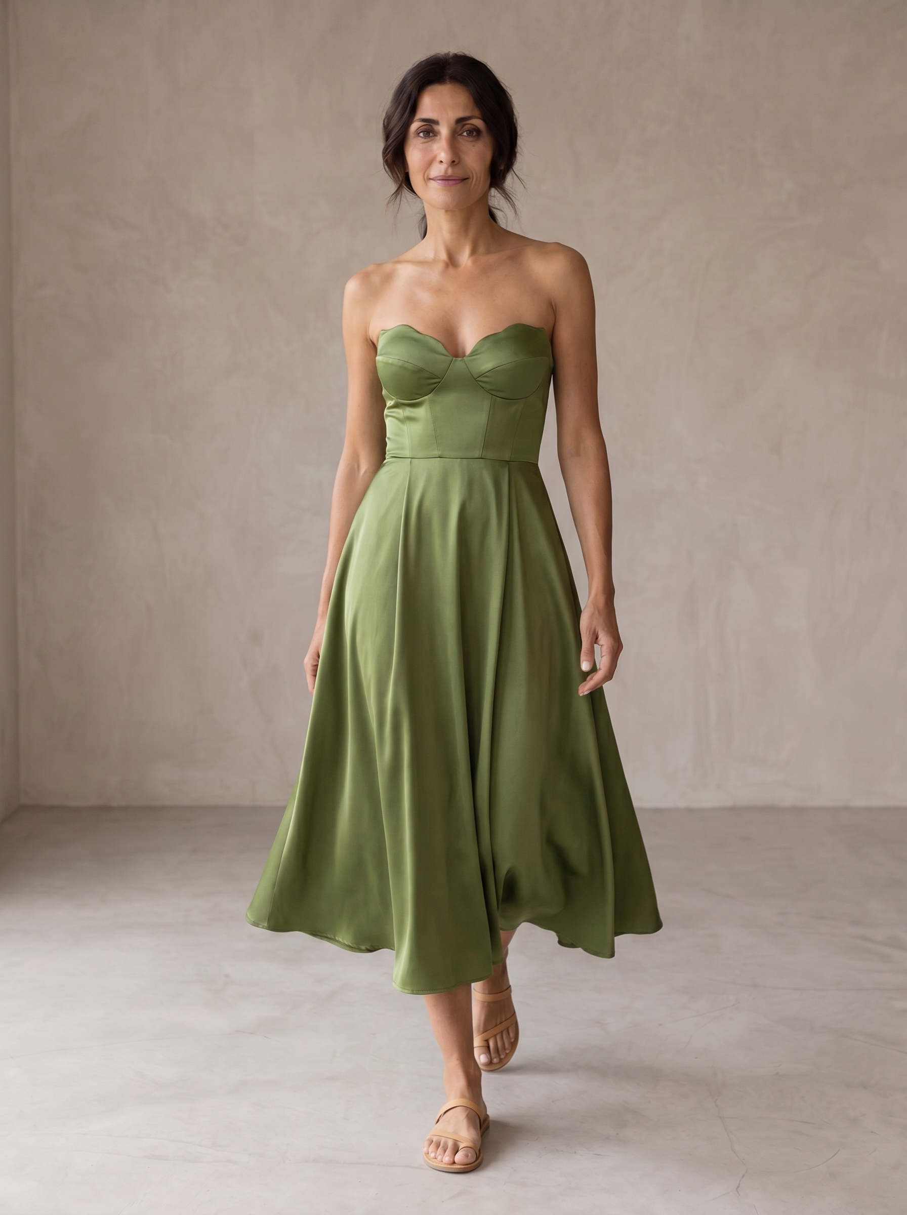 Λυδία | Κομψό Strapless Midi Φόρεμα
